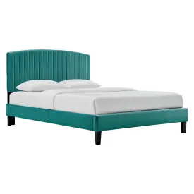 Alessi Performance Velvet Twin Platform Bed By Modway - MOD-7041 - Teal