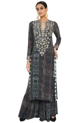 Amaira Embroidered Backless Kurta With Sharara