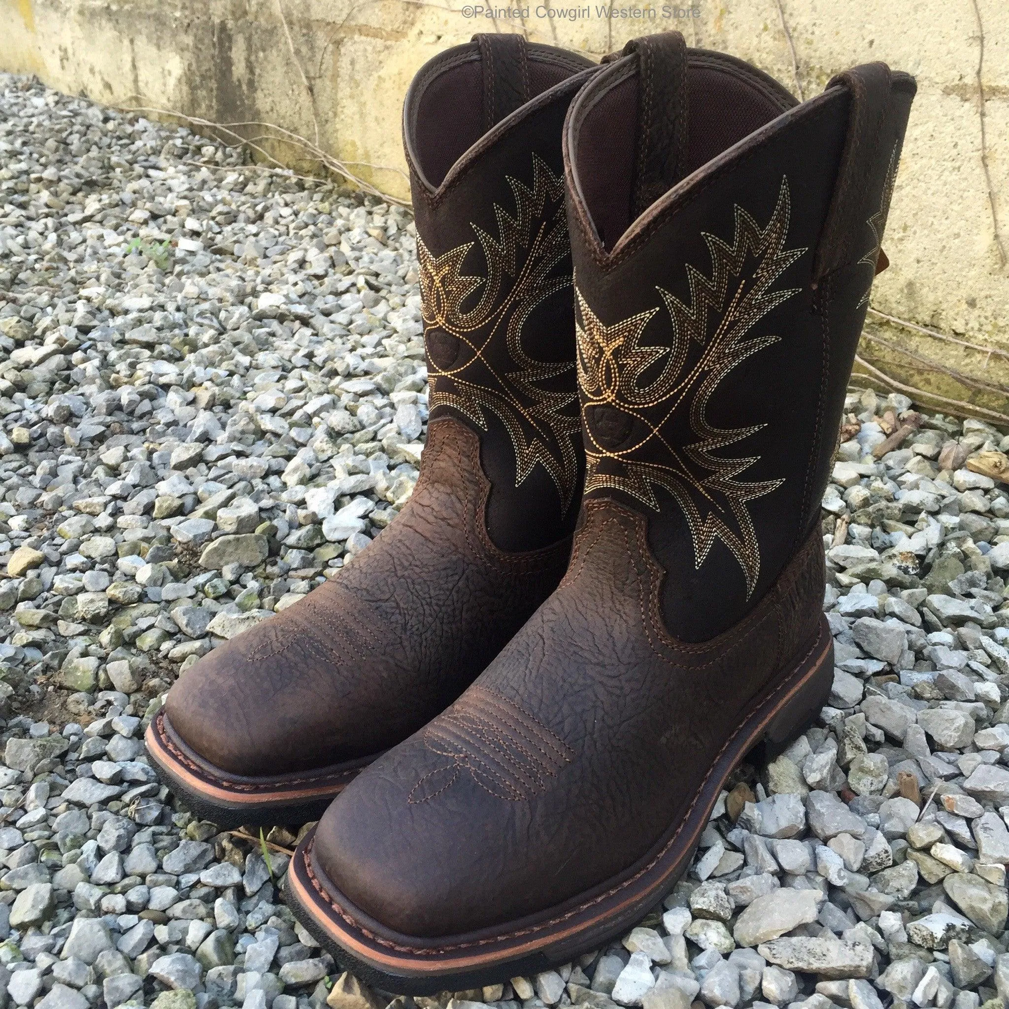 Ariat Men’s Workhog Wide Sq Toe Bruin Brown  Work Boots 10017436