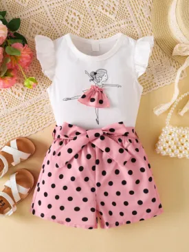 Ballerina Chic Polka Dot Paperbag Short Set