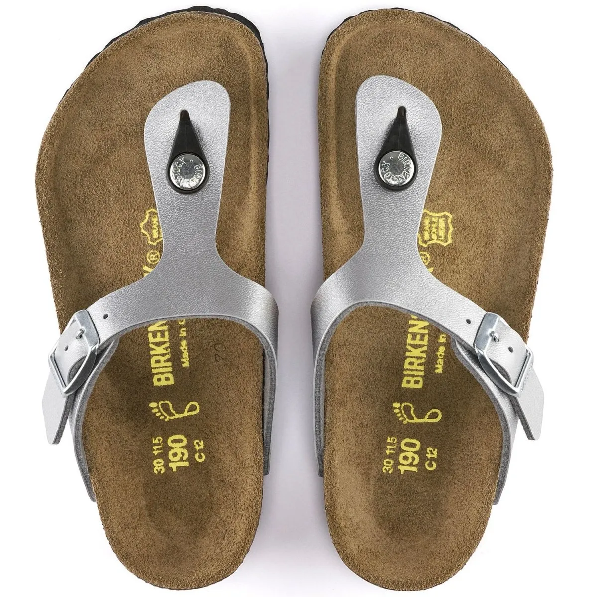 Birkenstock Girl's Gizeh Silver Birko-Flor (Sizes 35-37)