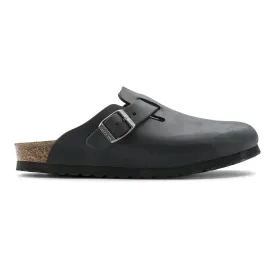 Mens Black Oiled Leather Birkenstock Boston Clogs