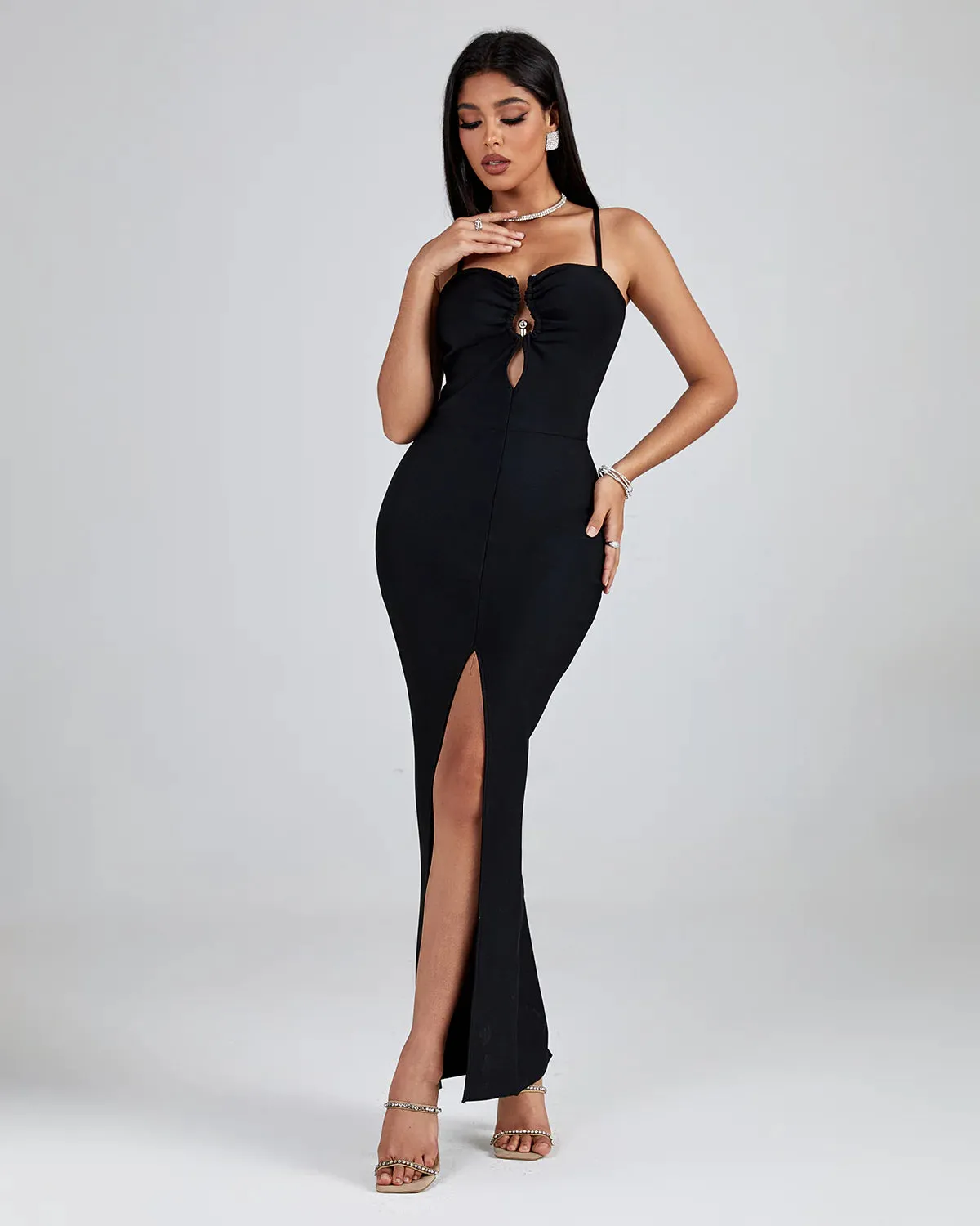 CAELI Backless Bandage Long Dress