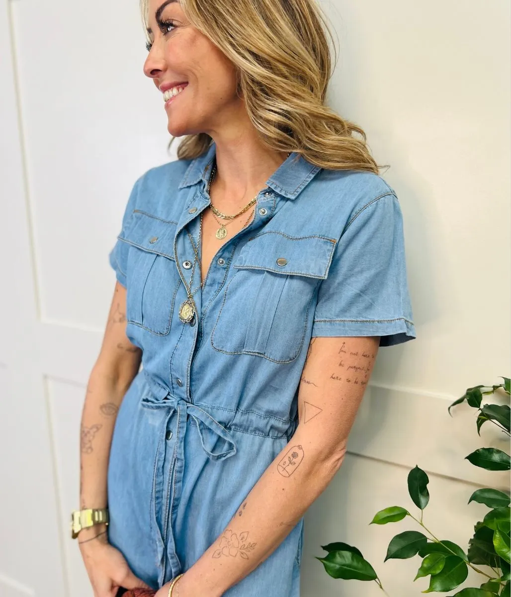 Denim Belted Shirt Dress