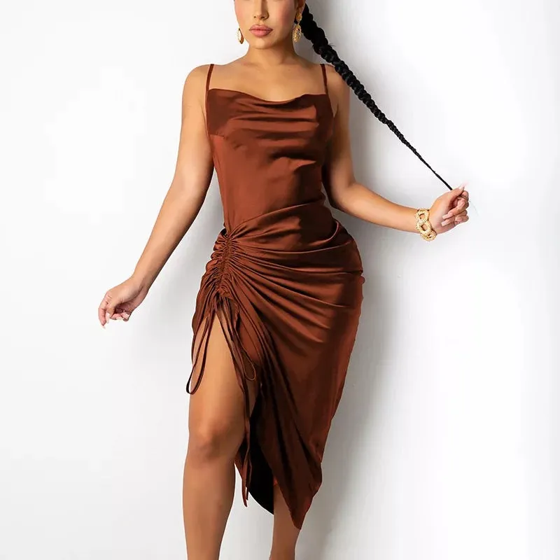 Drawstring Spaghetti Straps Dress