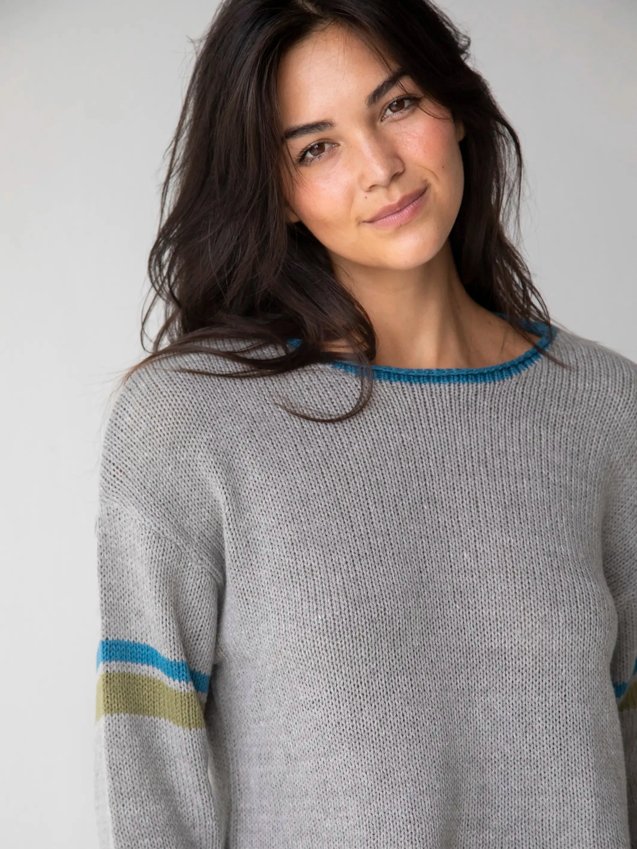 Intarsia Layering Sweater - Heather Grey