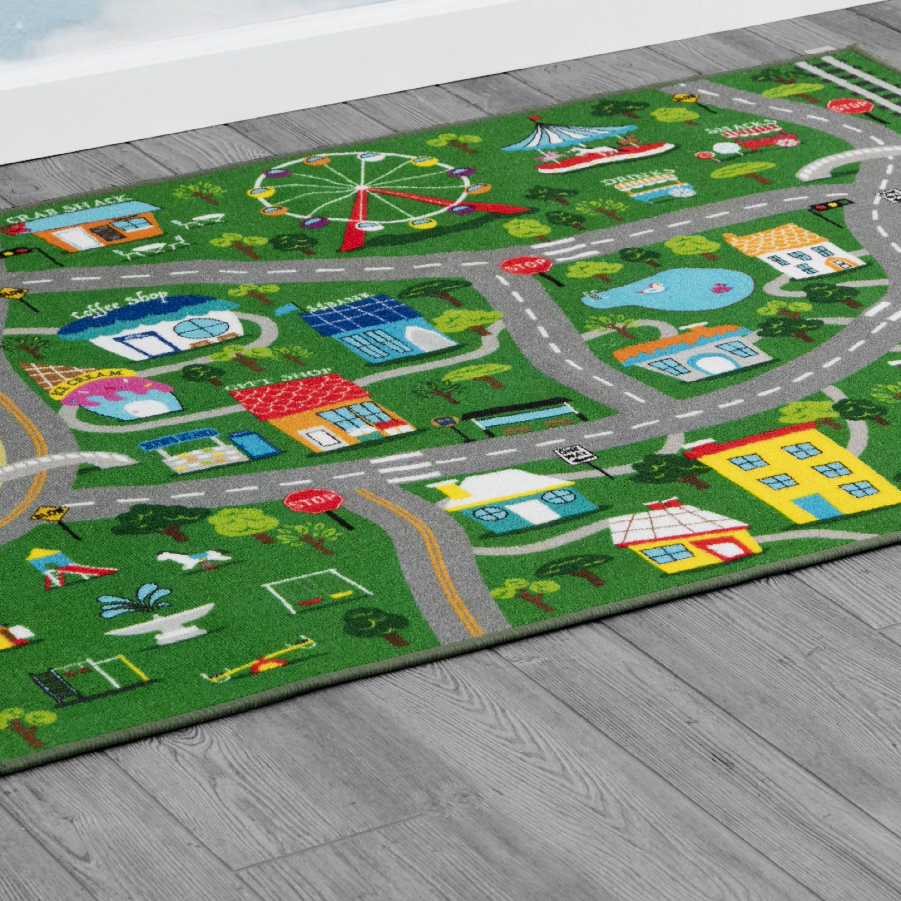 Large Road Map Activity Rug for Girls and Boys - 54-inch L x 39-inch W