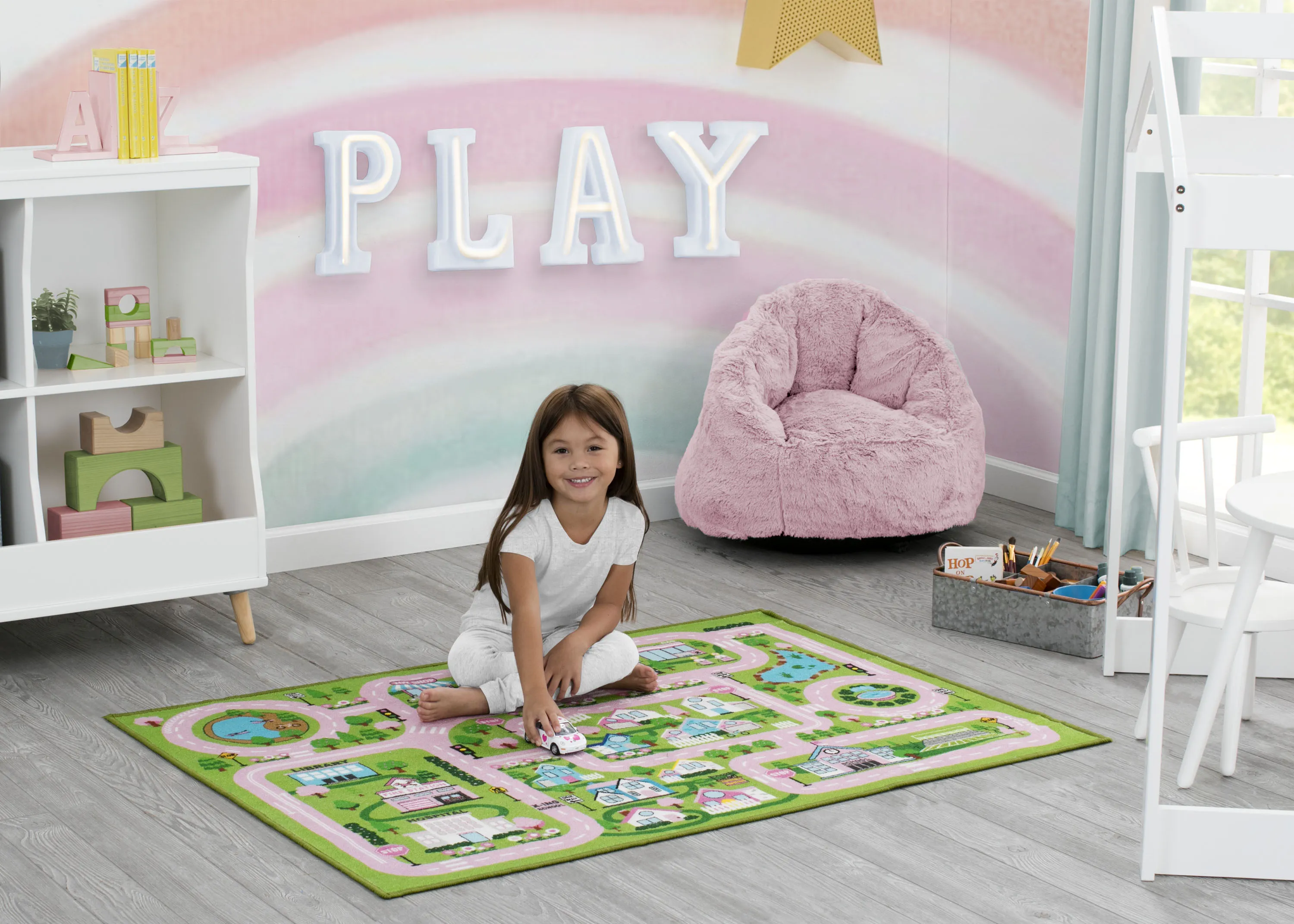 Large Road Map Activity Rug for Girls and Boys - 54-inch L x 39-inch W