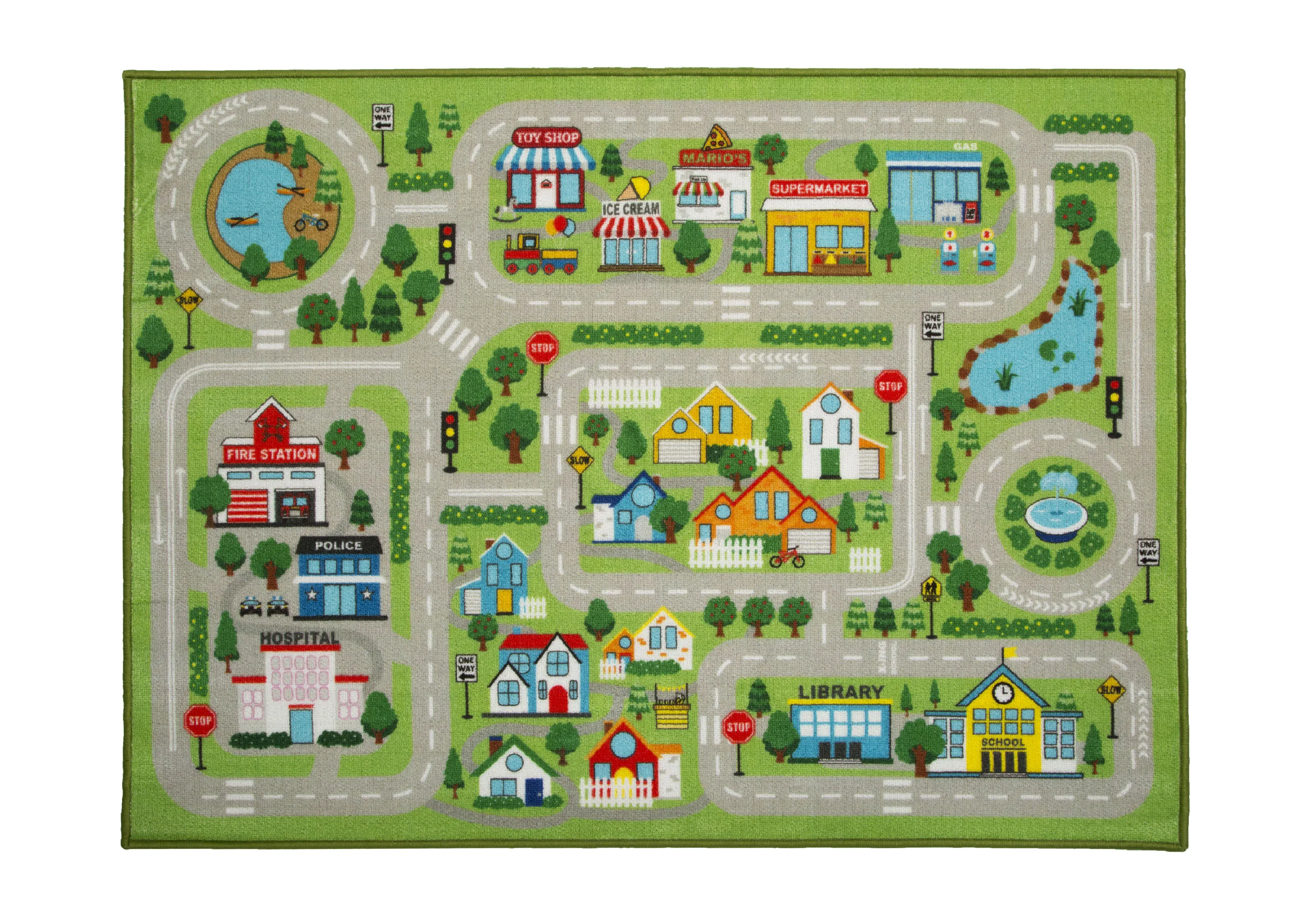 Large Road Map Activity Rug for Girls and Boys - 54-inch L x 39-inch W