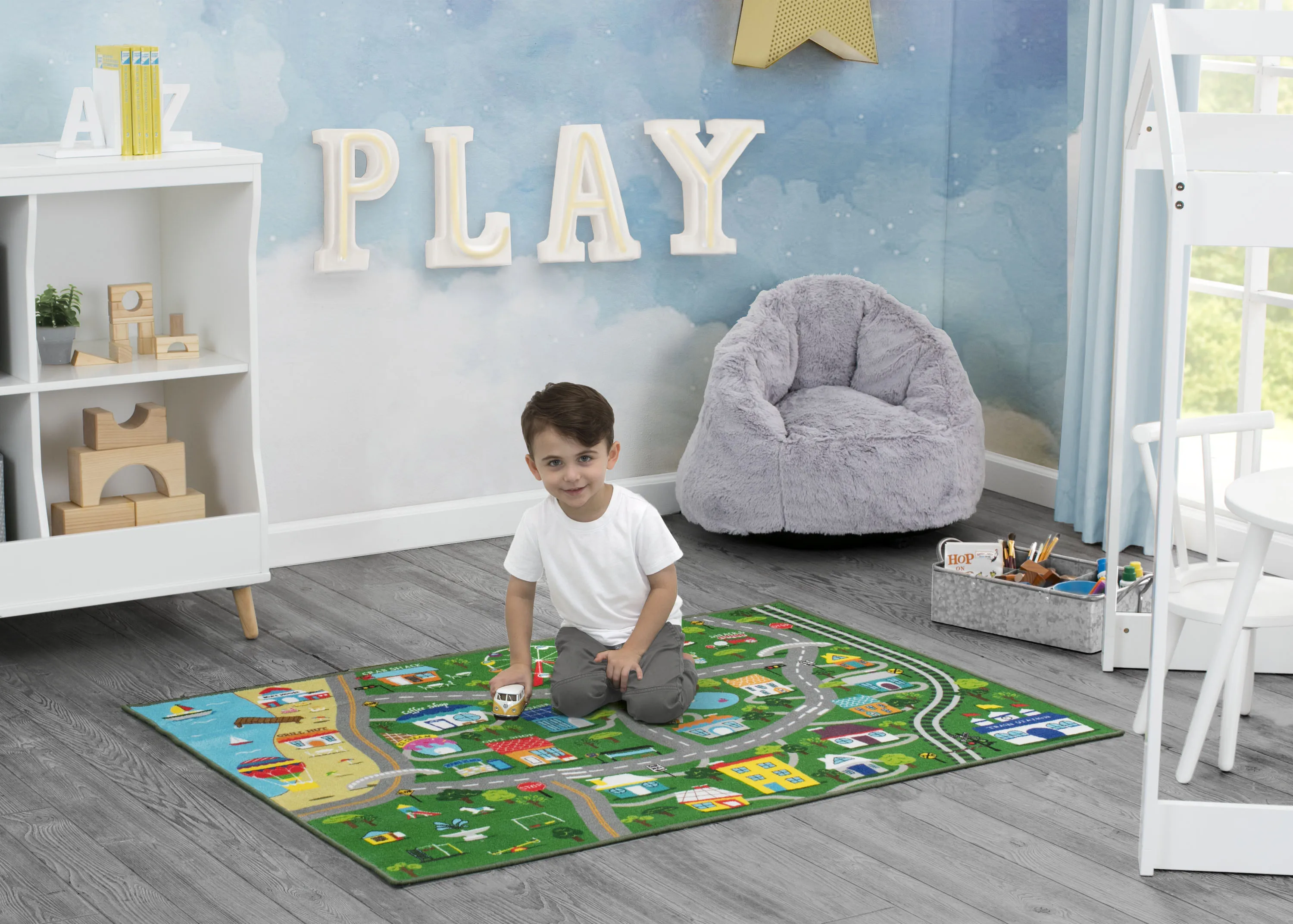 Large Road Map Activity Rug for Girls and Boys - 54-inch L x 39-inch W