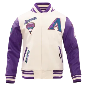 MLB ARIZONA DIAMONDBACKS RETRO CLASSIC MEN'S RIP WOOL VARSITY JACKET (EGGSHELL/PURPLE)