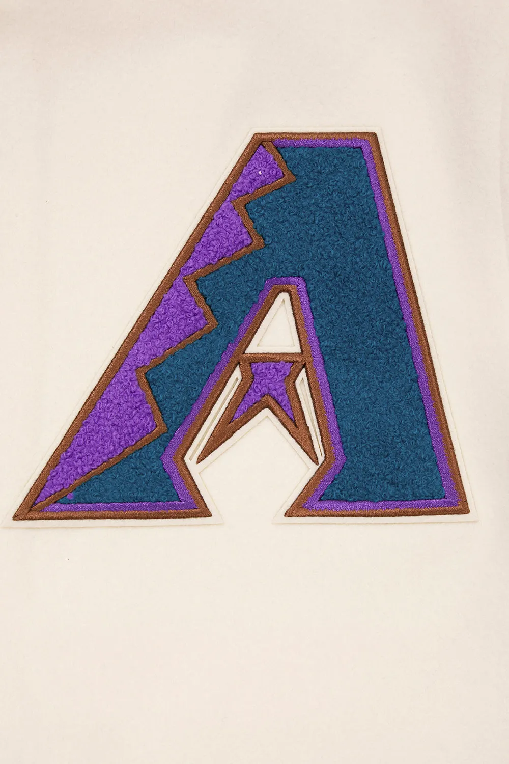 MLB ARIZONA DIAMONDBACKS RETRO CLASSIC MEN'S RIP WOOL VARSITY JACKET (EGGSHELL/PURPLE)