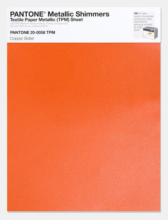 Pantone Metallic Shimmers Textile Paper Metallic Sheet 20-0058 Copper Skillet