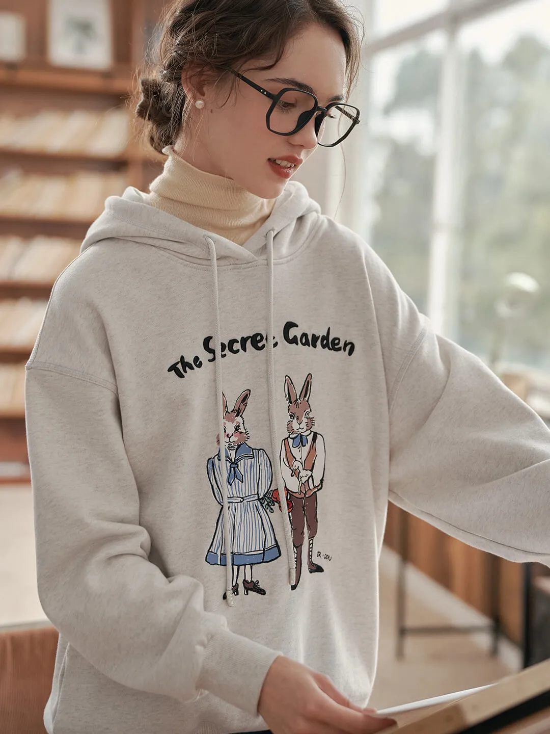 Rabbit Embroidered Hoodie