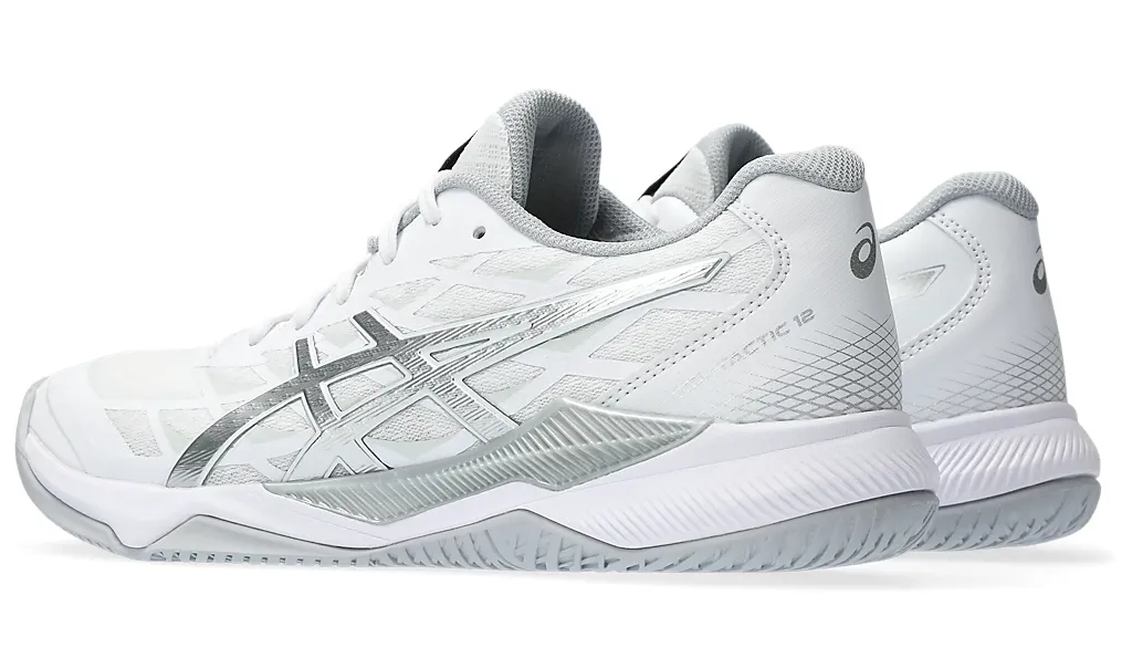 Sale $20 off - Asics Gel-Tactic 12 Women's Court Shoes, White / Pure Silver - Discount in the cart