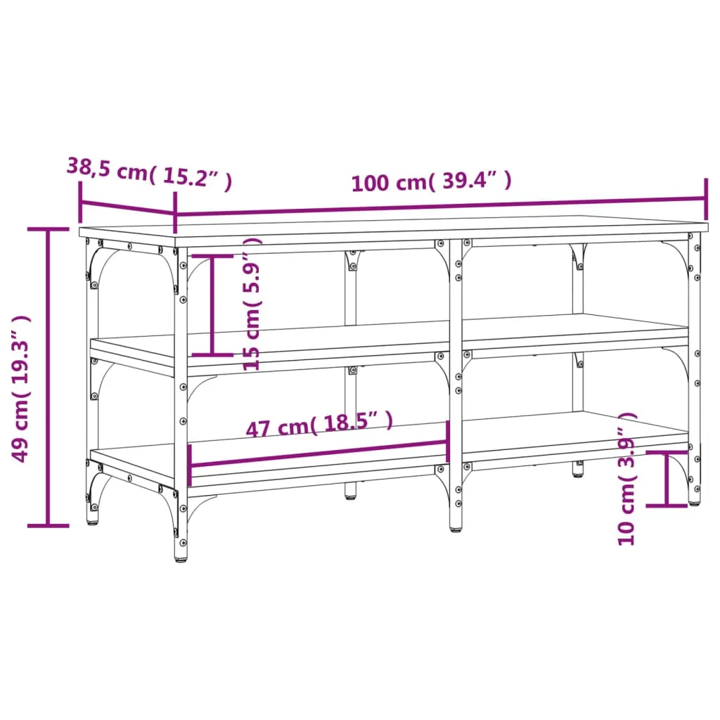 Shoe Bench Brown Oak 100x38.5x49 cm Engineered Wood