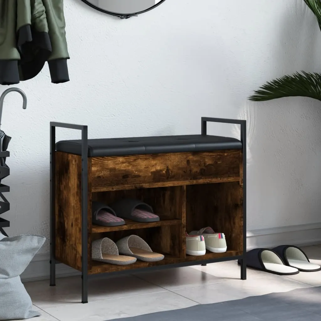 Shoe Bench Smoked Oak 65.5x32x57.5 cm Engineered Wood