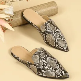 Snakeskin Pointed Mules