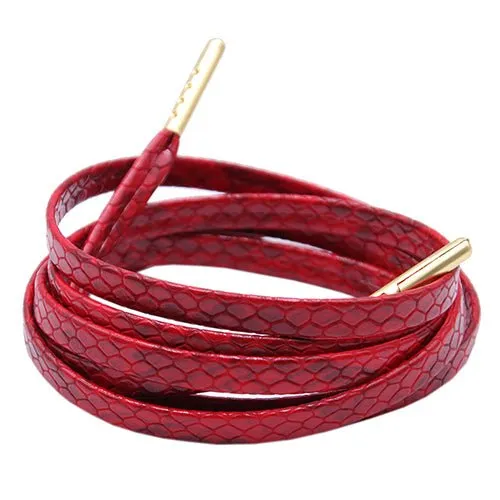 Snakeskin Red Leather Laces  - Gold Aglet