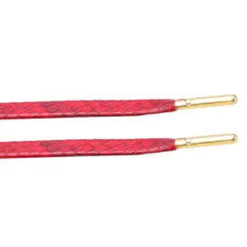 Snakeskin Red Leather Laces  - Gold Aglet