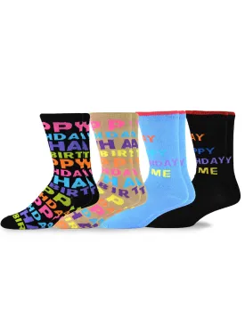 TeeHee Socks Men's Birthday Cotton Crew 4-Pack (10930)