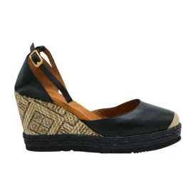 UNISA Black  Leather Espadrille CAMEO