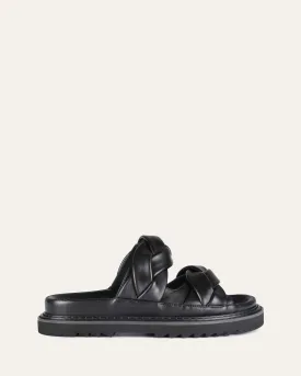 VENUS FLAT SLIDES BLACK LEATHER