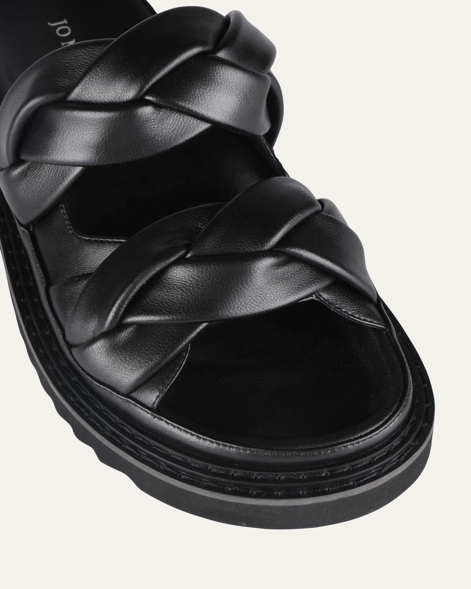 VENUS FLAT SLIDES BLACK LEATHER