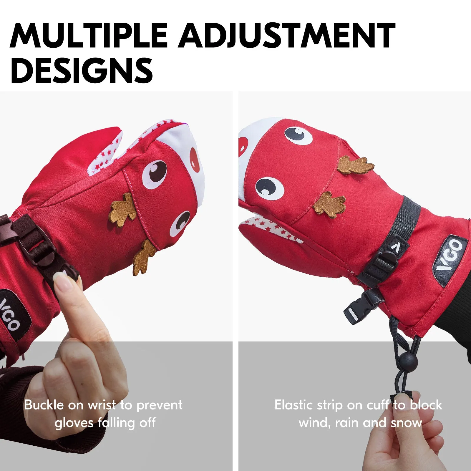 Vgo -20℃/-4°F or Above Warm Ski Gloves for Girls & Boys,Winter Snow Gloves3M Thinsulate Waterproof Gloves(SL2467FLWP)