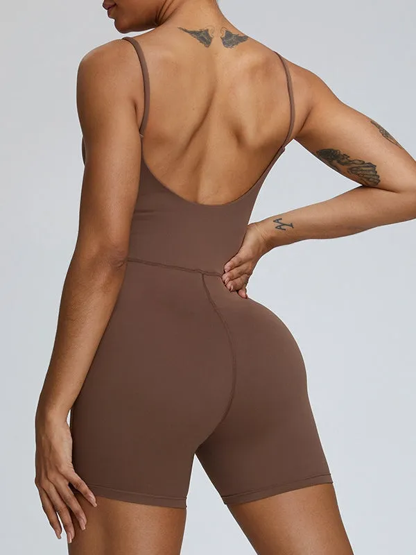 ZASUWA Female Backless Paired With Long-sleeved Short Jumpsuit